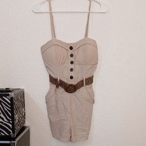 Revamped Tan Buttoned Mini Dress